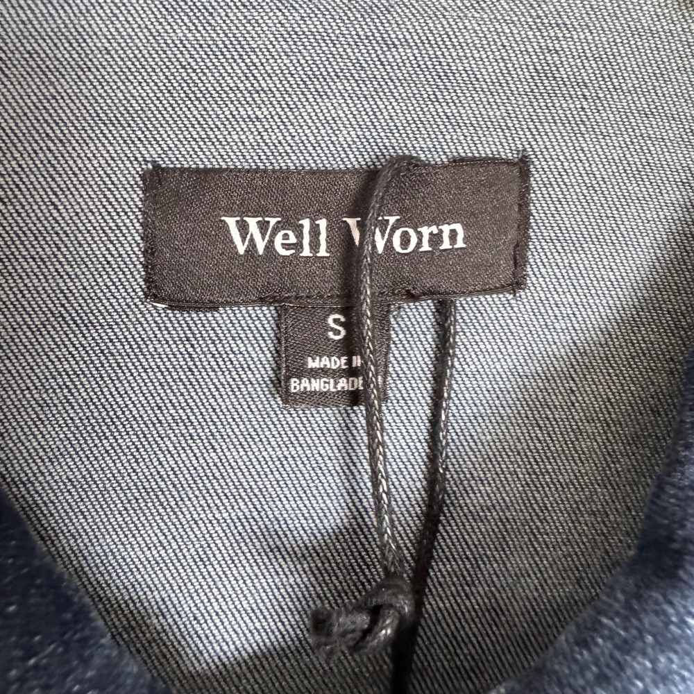Well‎ Worn Denim Jacket Womens Small Blue Stretch Jean Trucker Coat Casual - Picture 3 of 9